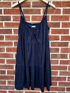 Old Navy Tiered Sundress Size Medium Black Swiss Dots Pockets Sleeveless